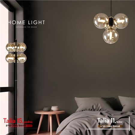 TALIA 15 PODNA LAMPA 6*G9 CRNA/BAKAR