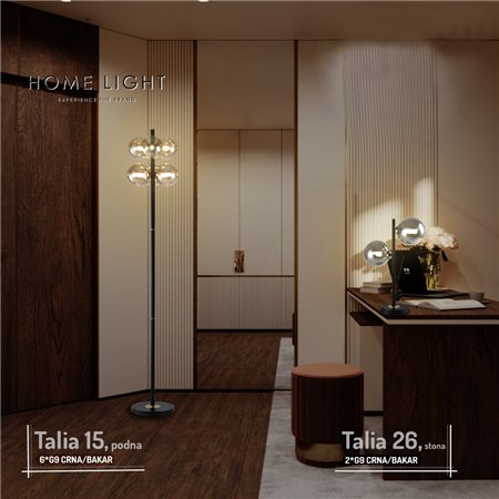 TALIA 15 PODNA LAMPA 6*G9 CRNA/BAKAR