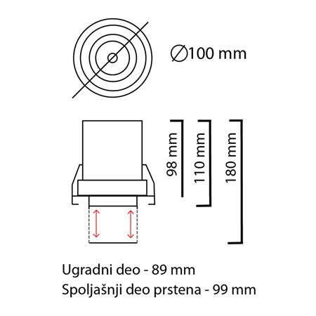 LED SVETILJKA JM-4601 CRNA 12W 3000K UGRADNA