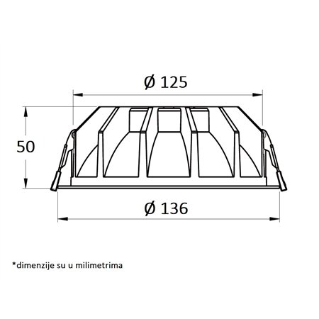 LED UGRADNA SVETILJKA 118001-5 20W 3000K 60°