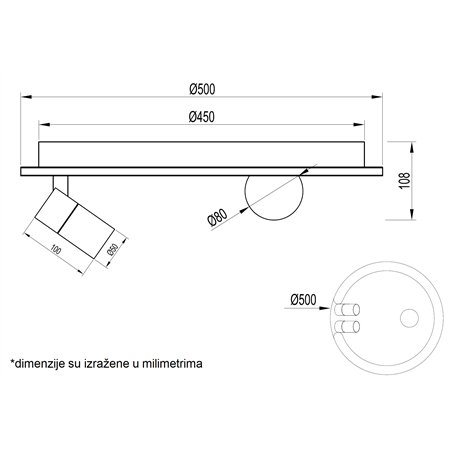 VESTA 483 PLAFONSKA SVETILJKA 30W+2*5W+3W 3000K BELA